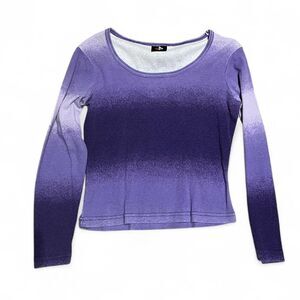 90's Y2K No Boundaries Cotton-Blend Gradient/Ombre Purple Long Sleeve Shirt